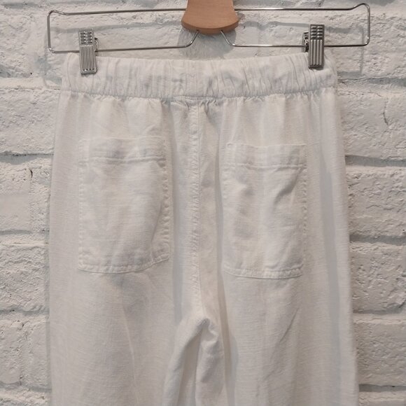 Thread & Supply Linen Blend Pants Womens XS White Wide Leg Crop Coastal Pull On, - Picture 6 of 12